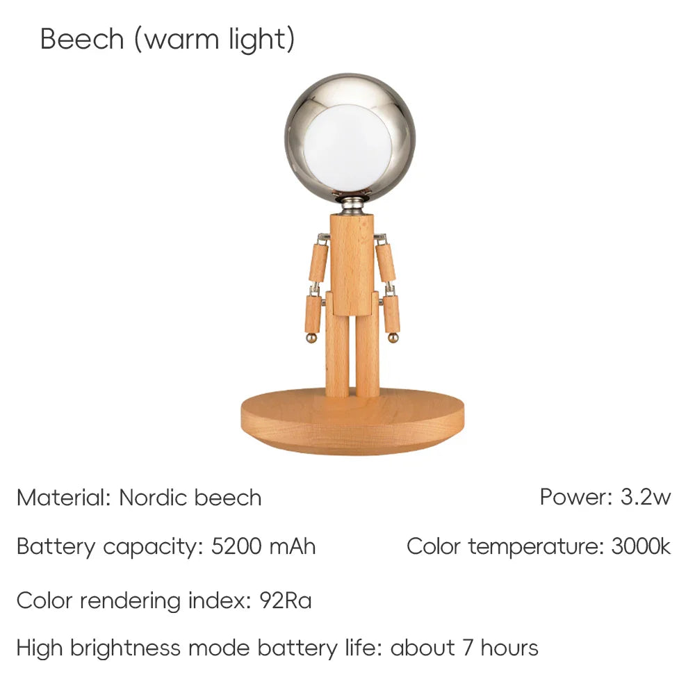 Lunar Robot Astronaut Wooden Table Lamp✅Free Shipping