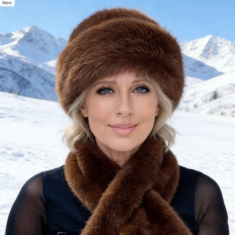 Fluffy Fur Bucket Hat Warm Winter Hat Free Matching Scarf