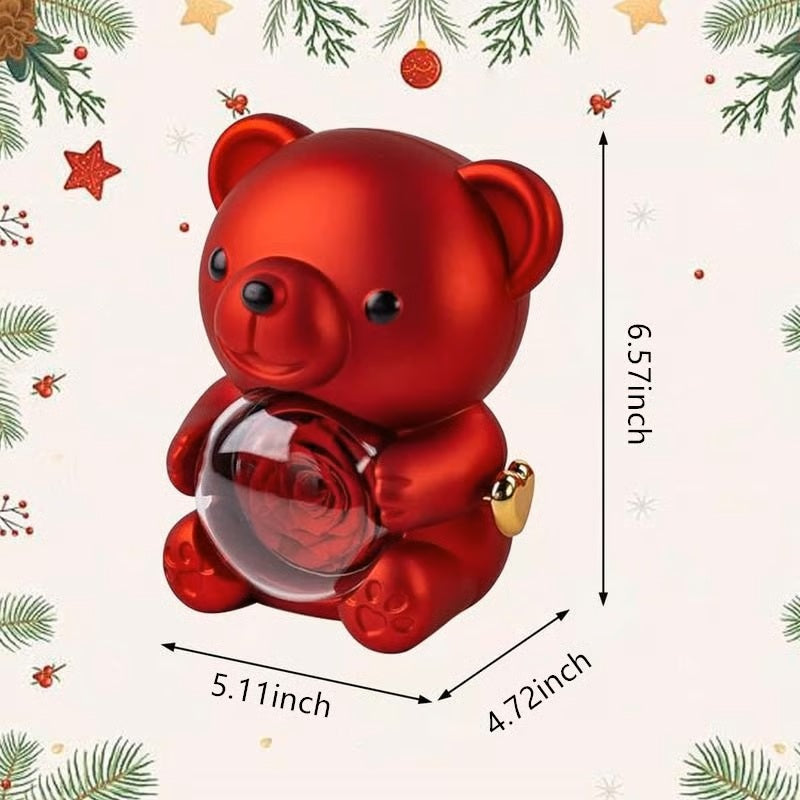 🐻❤️Cute Teddy Bear With Preserved Rose(✨Necklace Included)