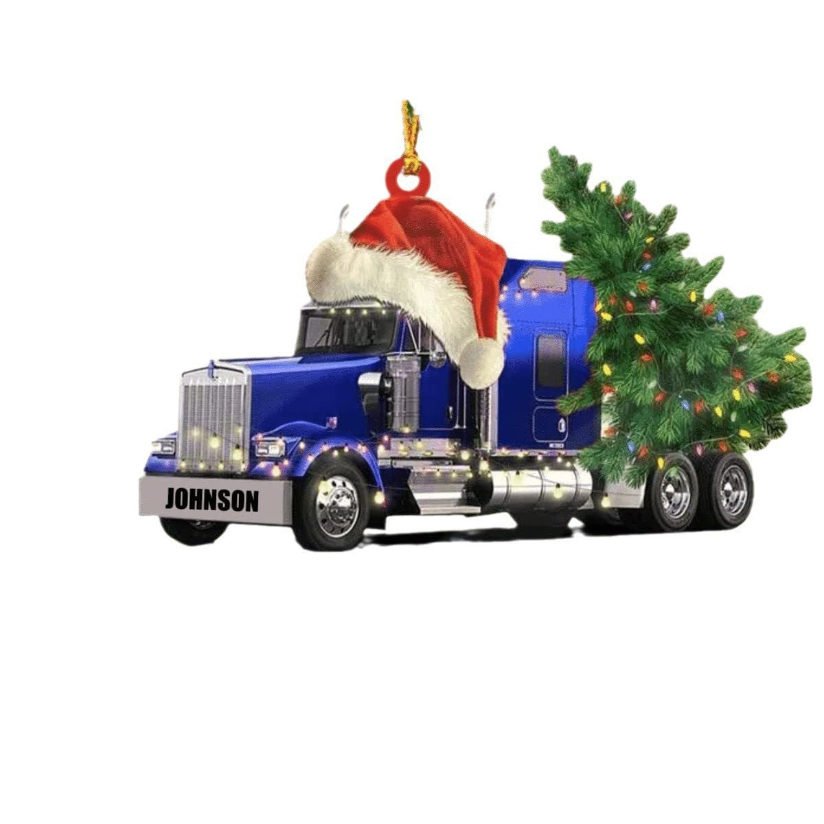 Farmer Tractor With Christmas Light Personalized Car Ornament