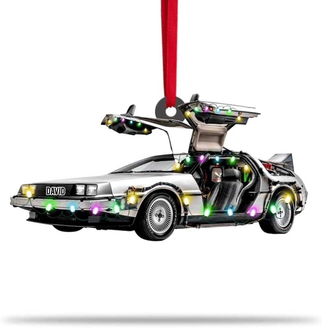 Farmer Tractor With Christmas Light Personalized Car Ornament