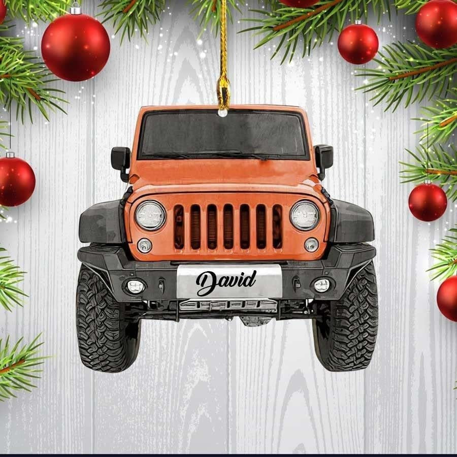 Farmer Tractor With Christmas Light Personalized Car Ornament