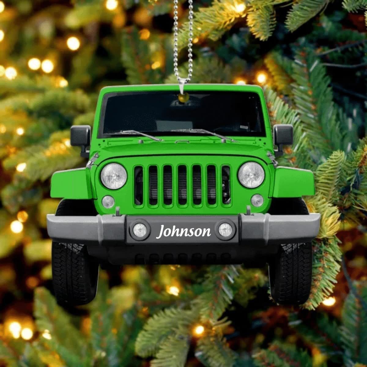 Farmer Tractor With Christmas Light Personalized Car Ornament