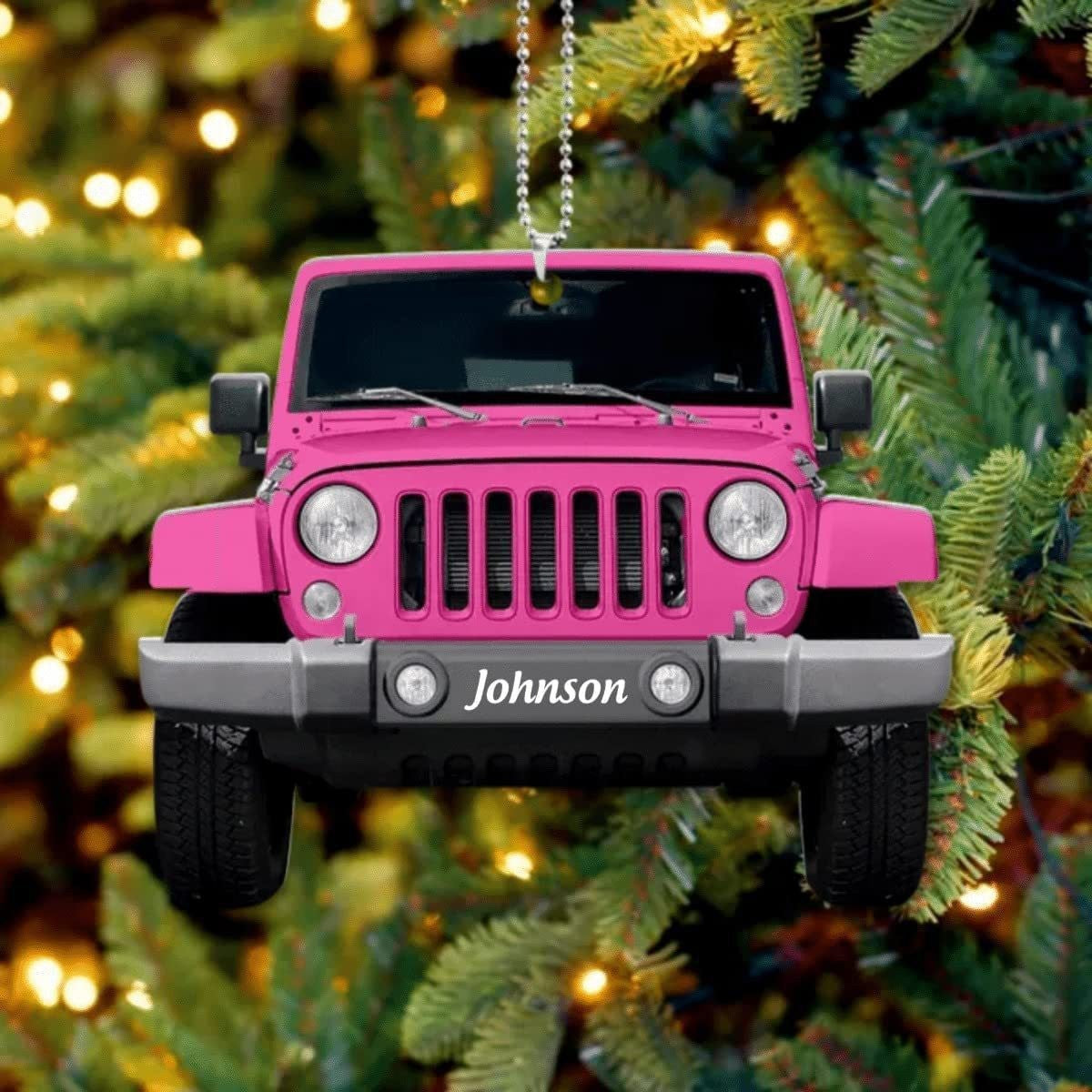 Farmer Tractor With Christmas Light Personalized Car Ornament