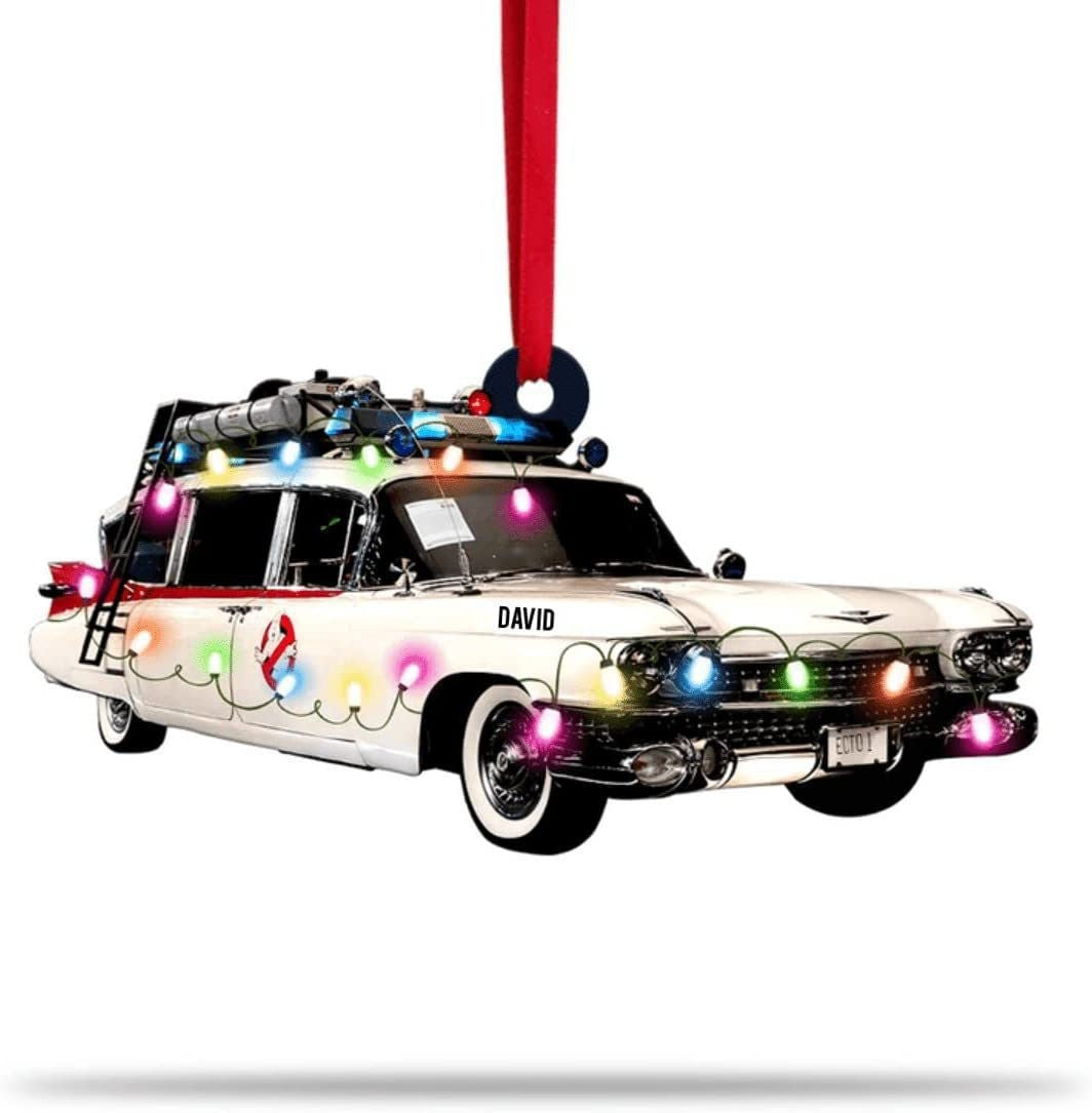 Farmer Tractor With Christmas Light Personalized Car Ornament