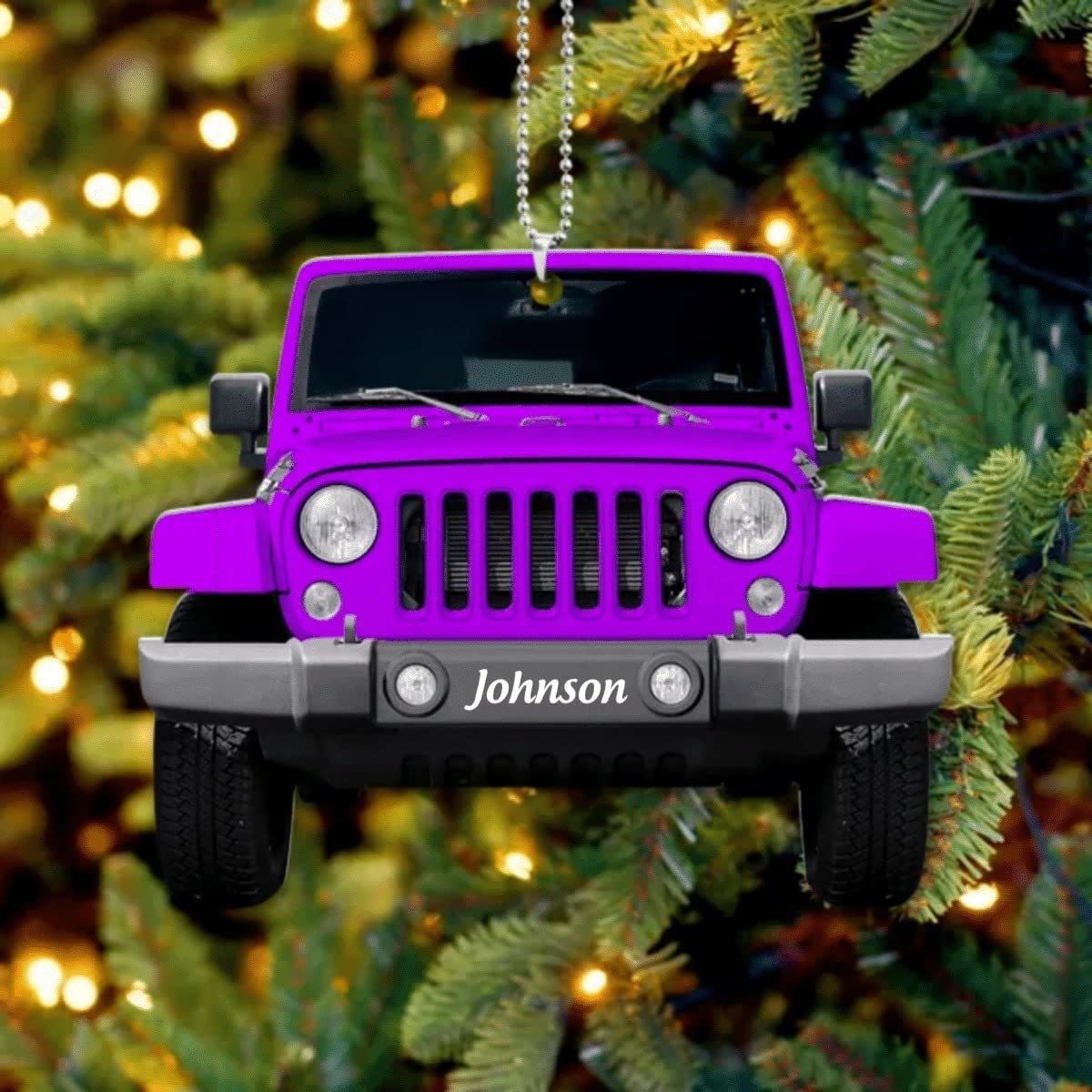 Farmer Tractor With Christmas Light Personalized Car Ornament