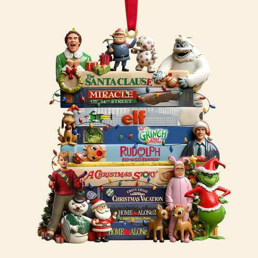 Classic Christmas Films Collection Stack Ornament, Personalized Christmas Gifts