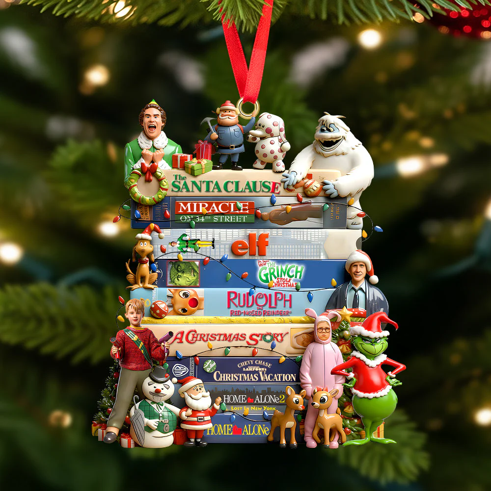 Classic Christmas Films Collection Stack Ornament, Personalized Christmas Gifts