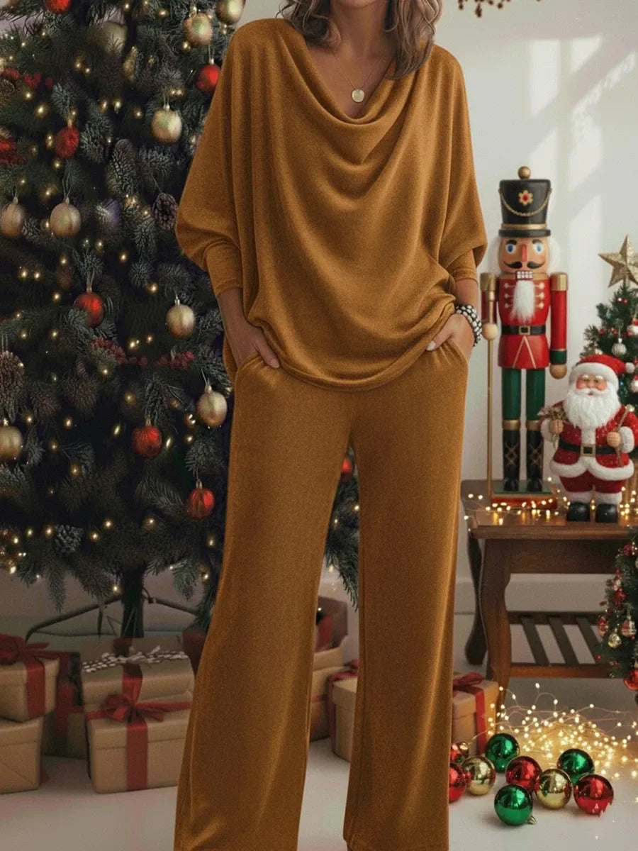 Women's Christmas Elegant Cozy Two-Piece Loungewear Set