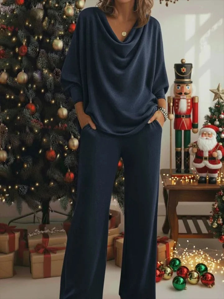 Women's Christmas Elegant Cozy Two-Piece Loungewear Set