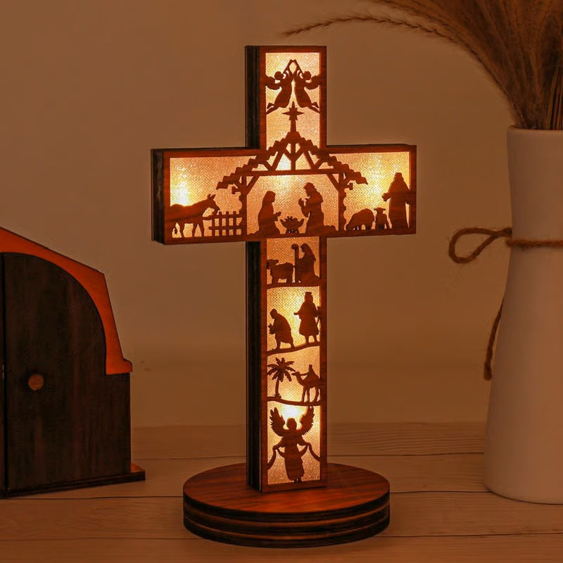 ✝️✨Wooden Nativity Scene Book Display With Light
