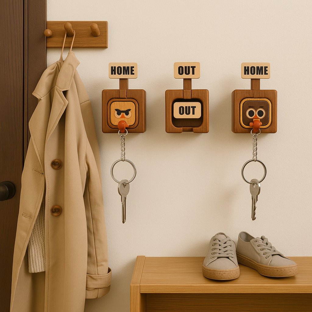 😉Creative Wooden Key Hooks With Funny Faces - Functional & Stylish Key