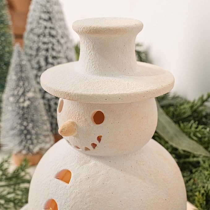 Handmade Terracotta Snowman Figurines