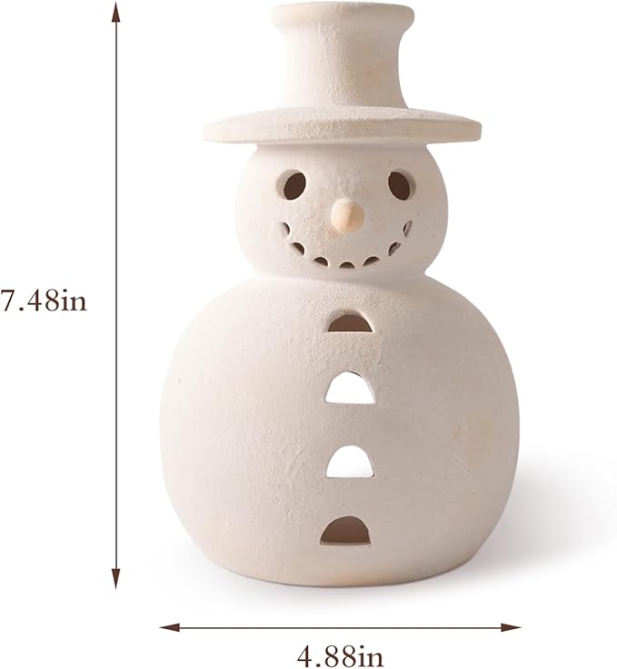 Handmade Terracotta Snowman Figurines