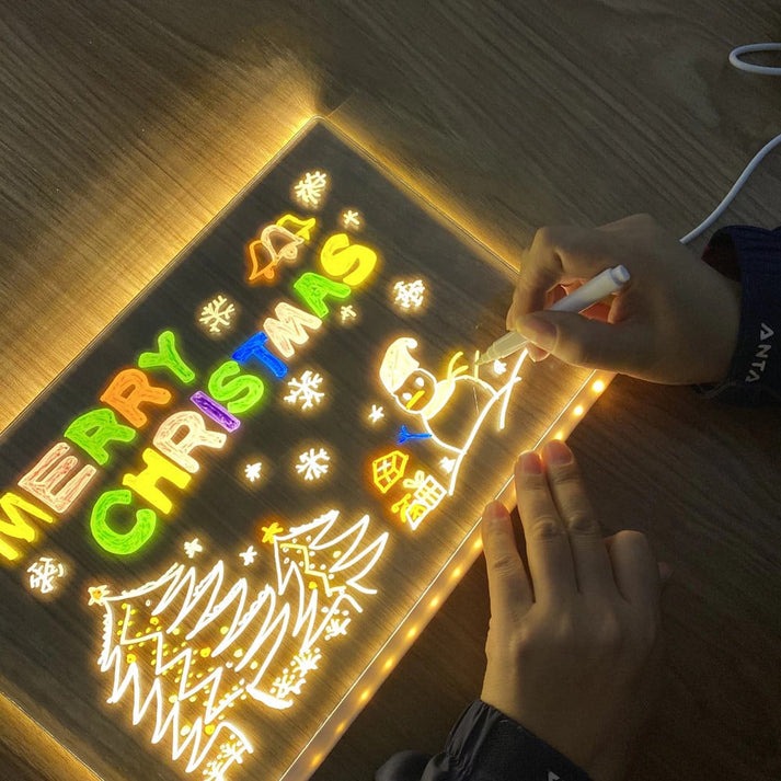 🎅Surprise price: only £8.99!!🎄LED Erasable DIY Acrylic Transparent Message Board🎁