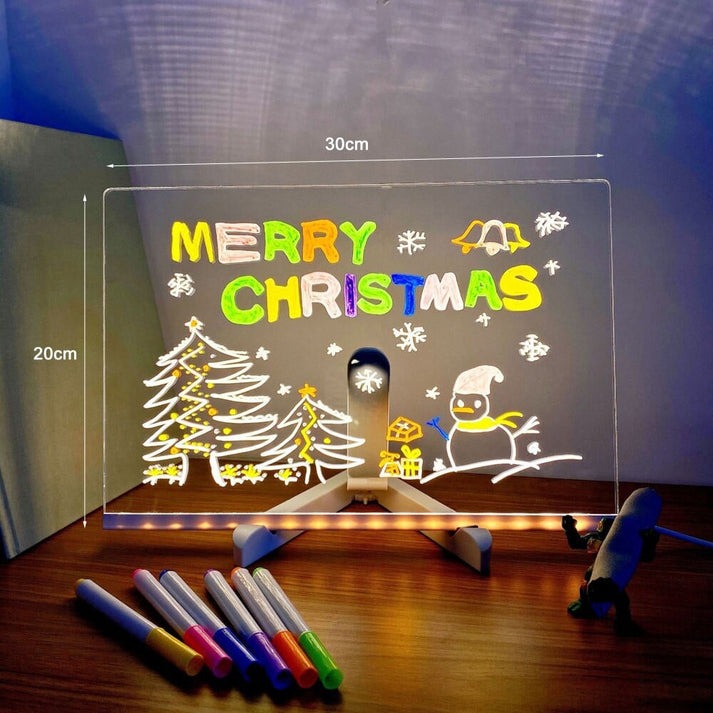 🎅Surprise price: only £8.99!!🎄LED Erasable DIY Acrylic Transparent Message Board🎁