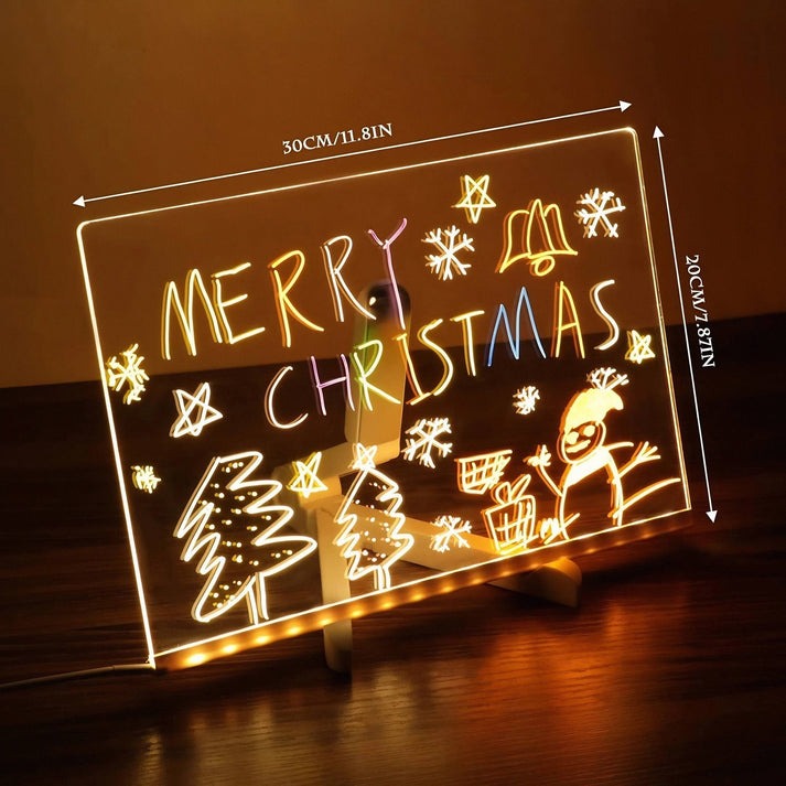 🎅Surprise price: only £8.99!!🎄LED Erasable DIY Acrylic Transparent Message Board🎁