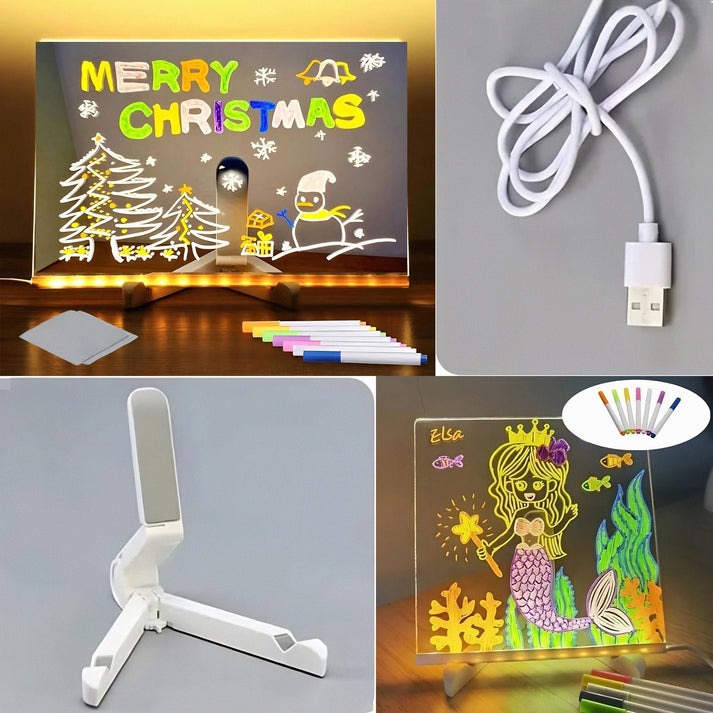 🎅Surprise price: only £8.99!!🎄LED Erasable DIY Acrylic Transparent Message Board🎁