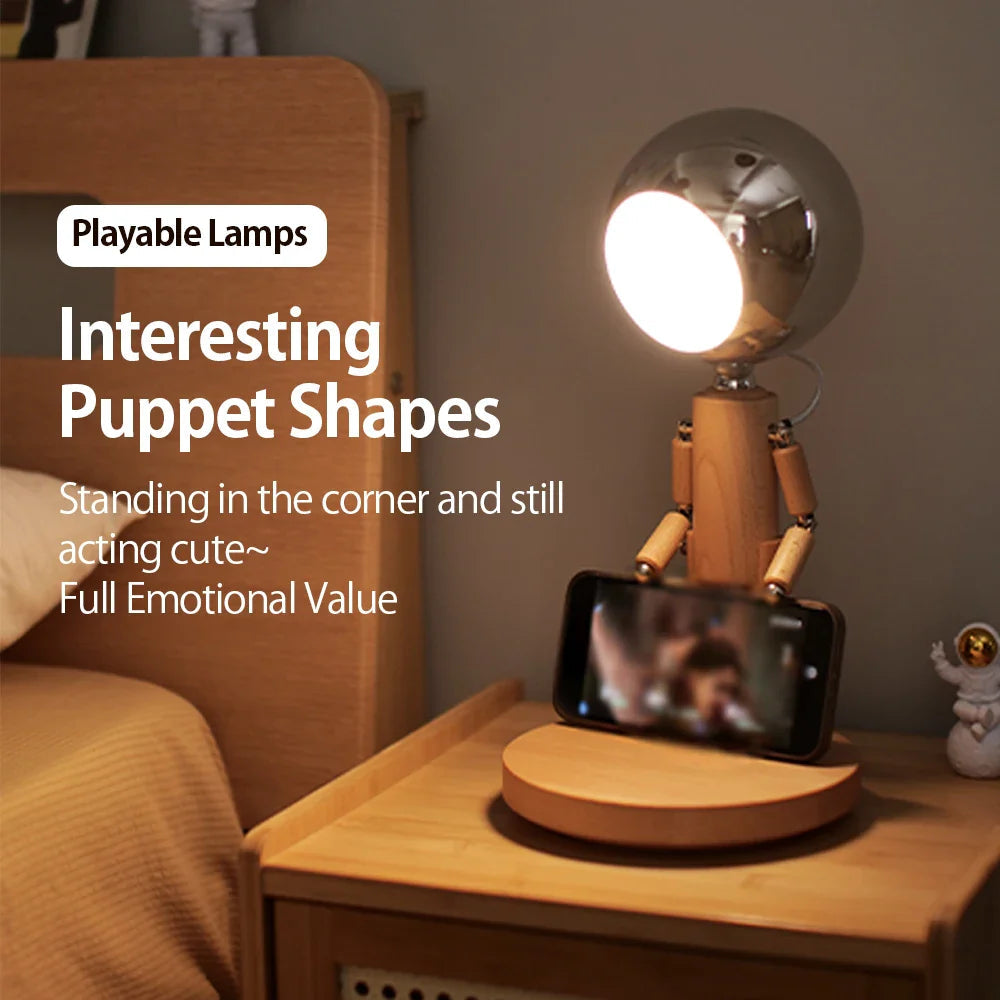 Lunar Robot Astronaut Wooden Table Lamp✅Free Shipping