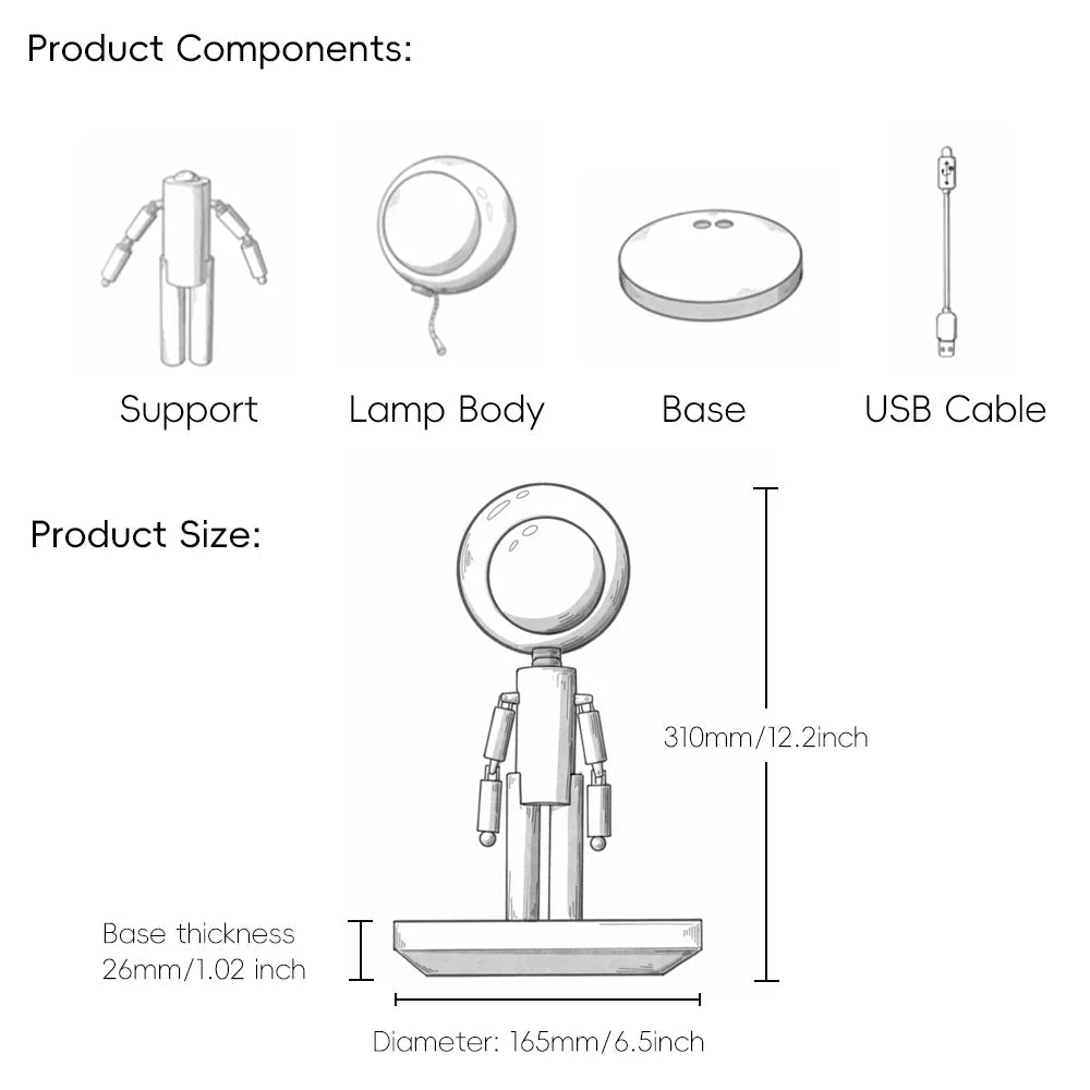 Lunar Robot Astronaut Wooden Table Lamp✅Free Shipping