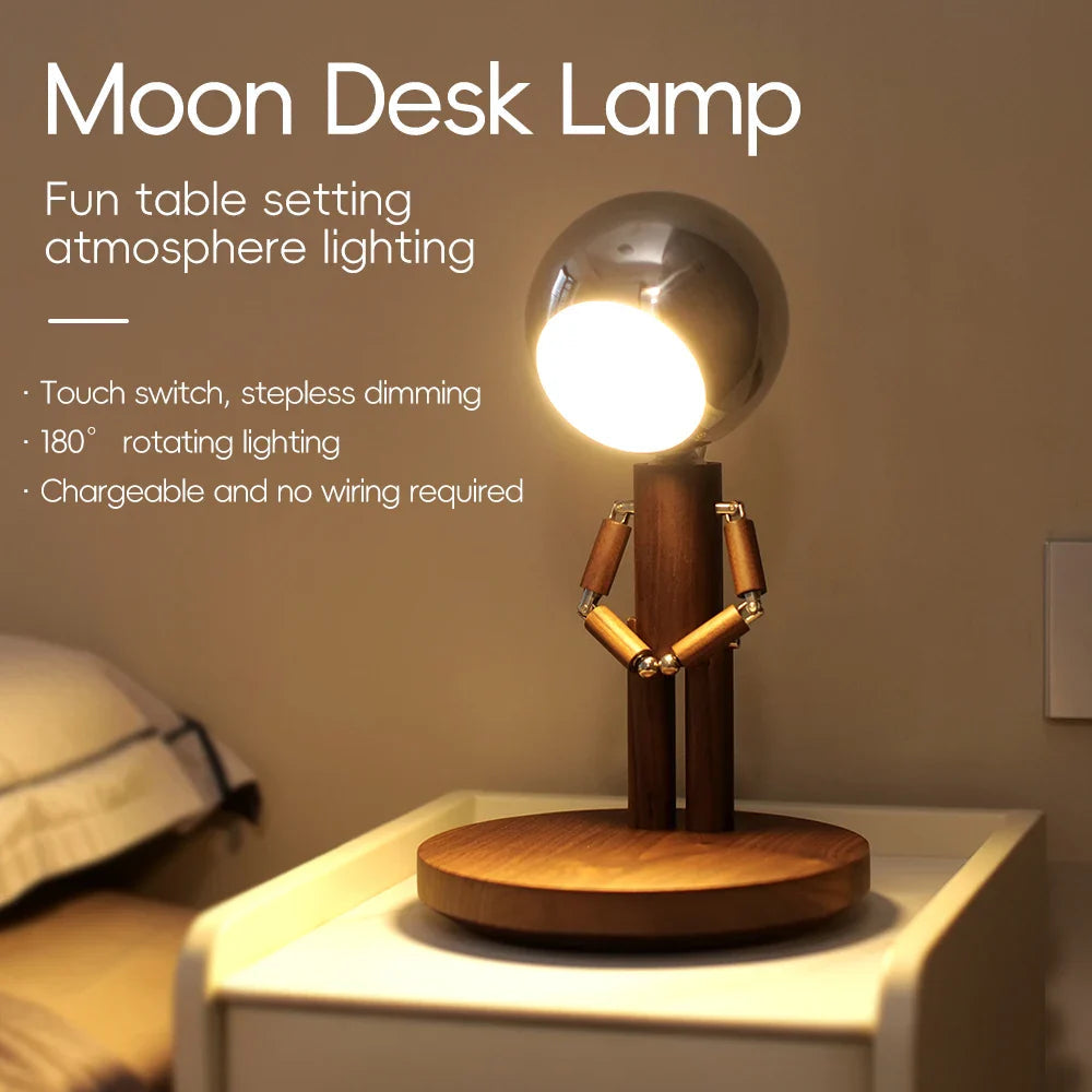 Lunar Robot Astronaut Wooden Table Lamp✅Free Shipping