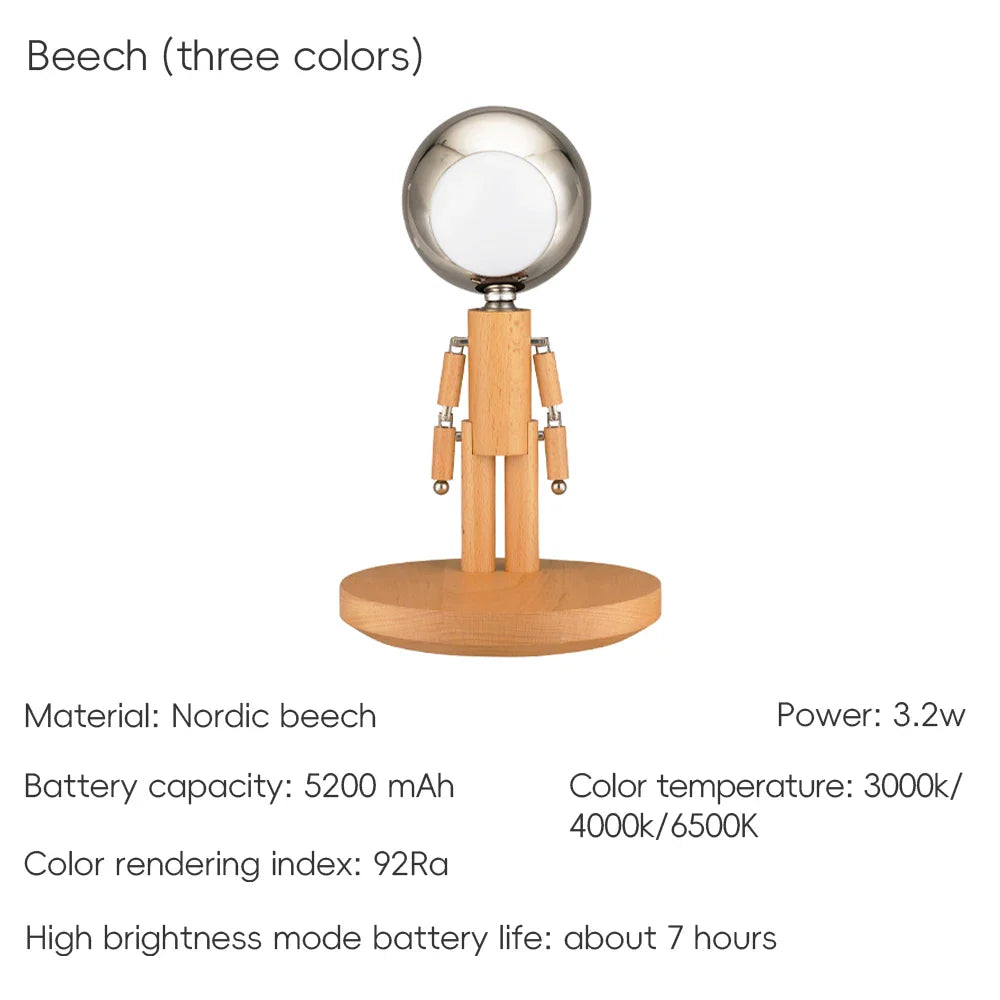 Lunar Robot Astronaut Wooden Table Lamp✅Free Shipping