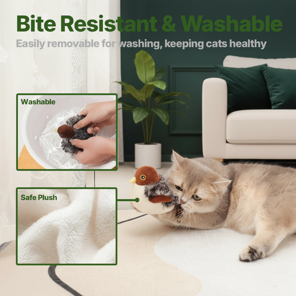 Simulated Sound Bird and Cat Toy for Teasing Cats