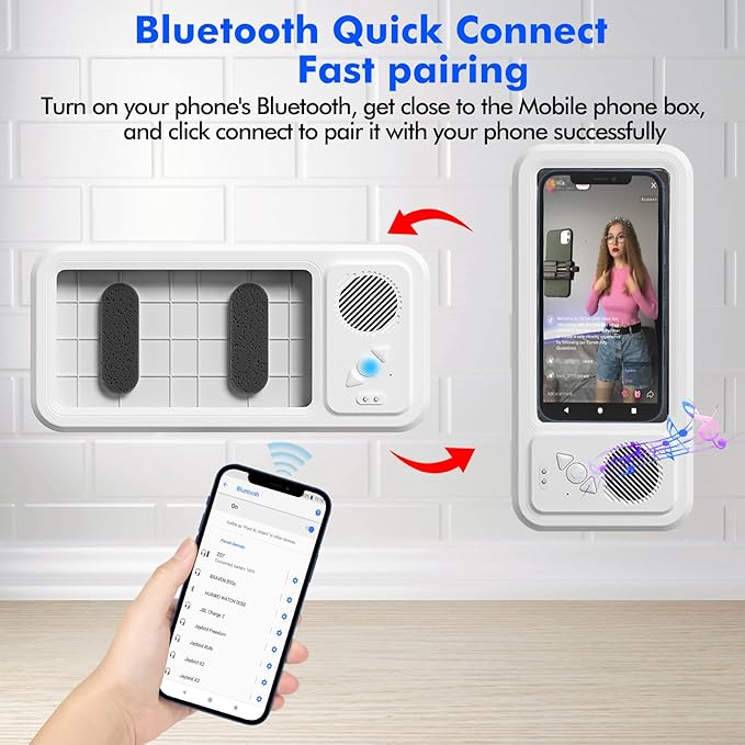 🔥Shower Phone Holder with Wireless Bluetooth Speaker