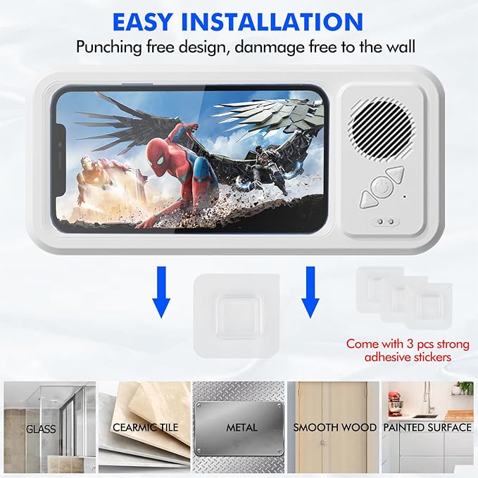 🔥Shower Phone Holder with Wireless Bluetooth Speaker