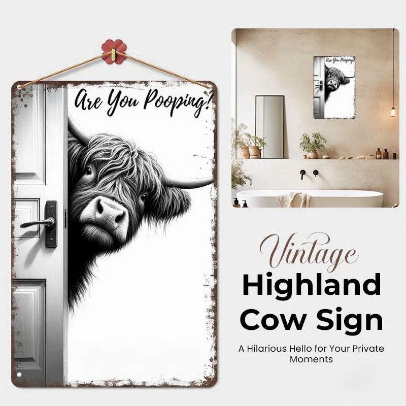 🐄The Cheeky Visitor: Vintage Highland Cow Sign