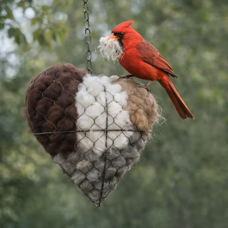 🕊️Handmade Alpaca Fiber Bird Nesting Heart