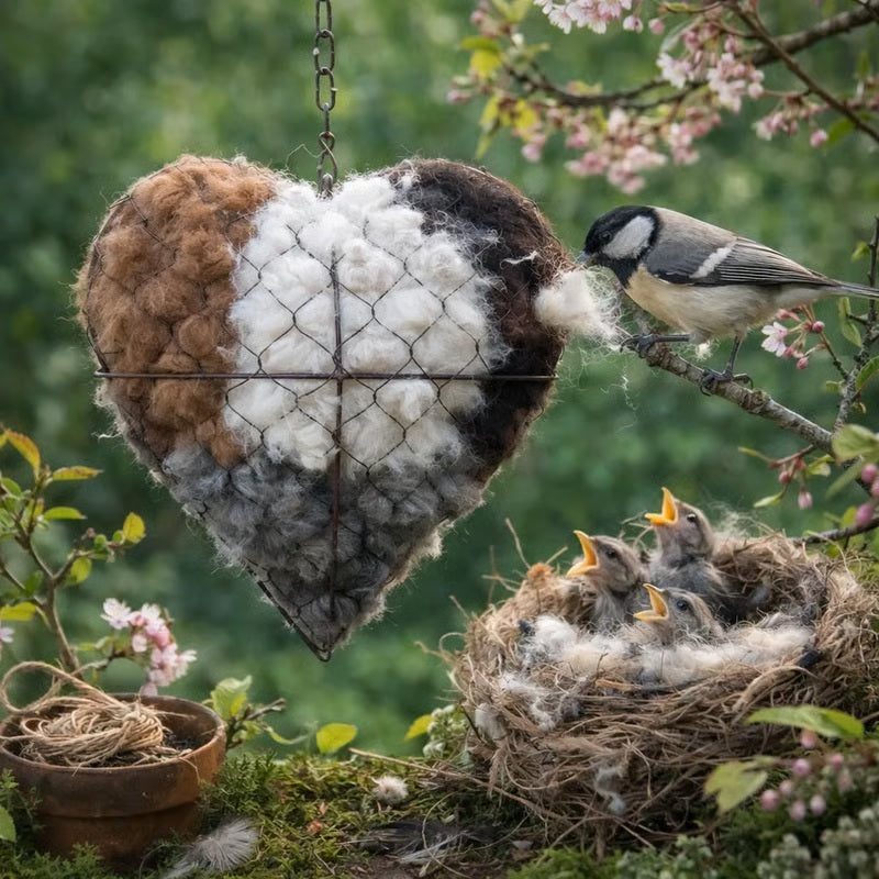 🕊️Handmade Alpaca Fiber Bird Nesting Heart