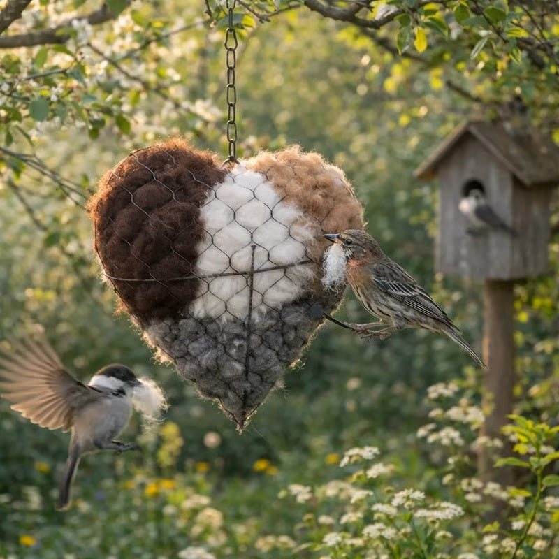 🕊️Handmade Alpaca Fiber Bird Nesting Heart