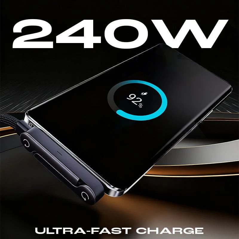 240w super fast charging?Invisible Holder Charger Cable with Stand