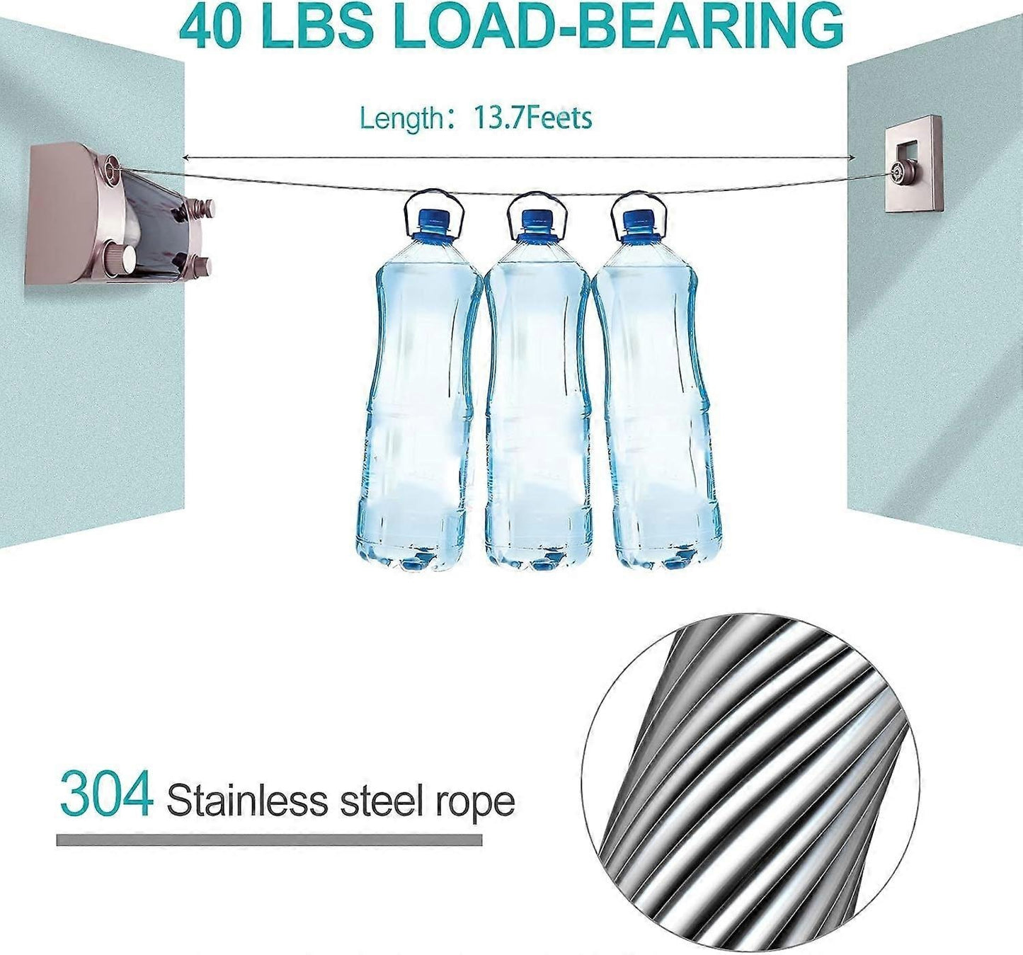 Retractable Clothesline Indoor With Adjustable Stainless Steel Double