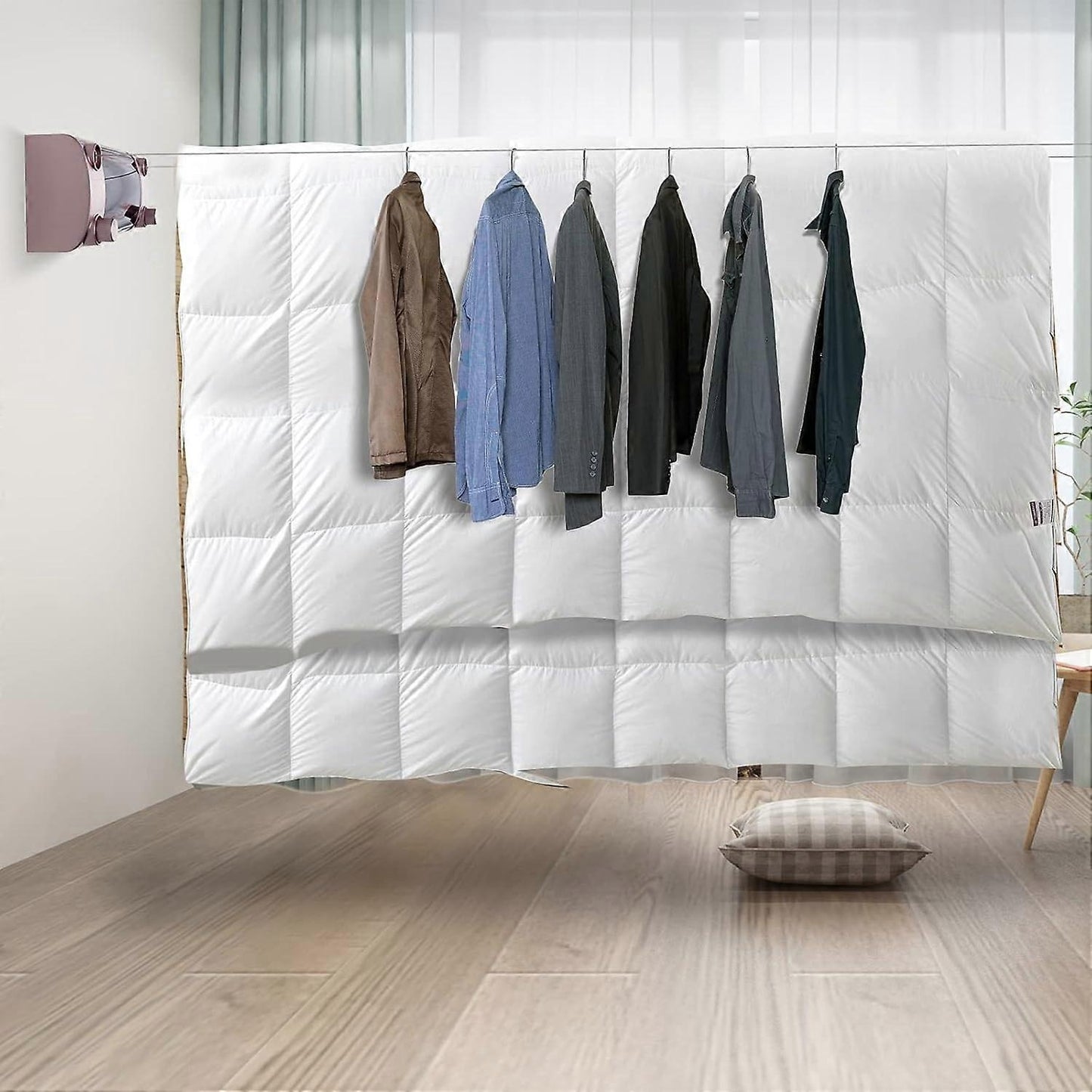 Retractable Clothesline Indoor With Adjustable Stainless Steel Double