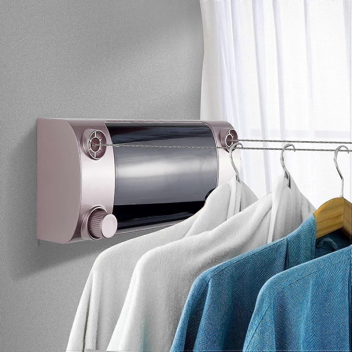 Retractable Clothesline Indoor With Adjustable Stainless Steel Double