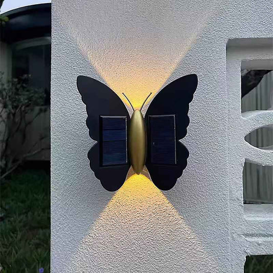 Solar Butterfly Wall Light Outdoor Waterproof LED Warm Light For Garden Decor