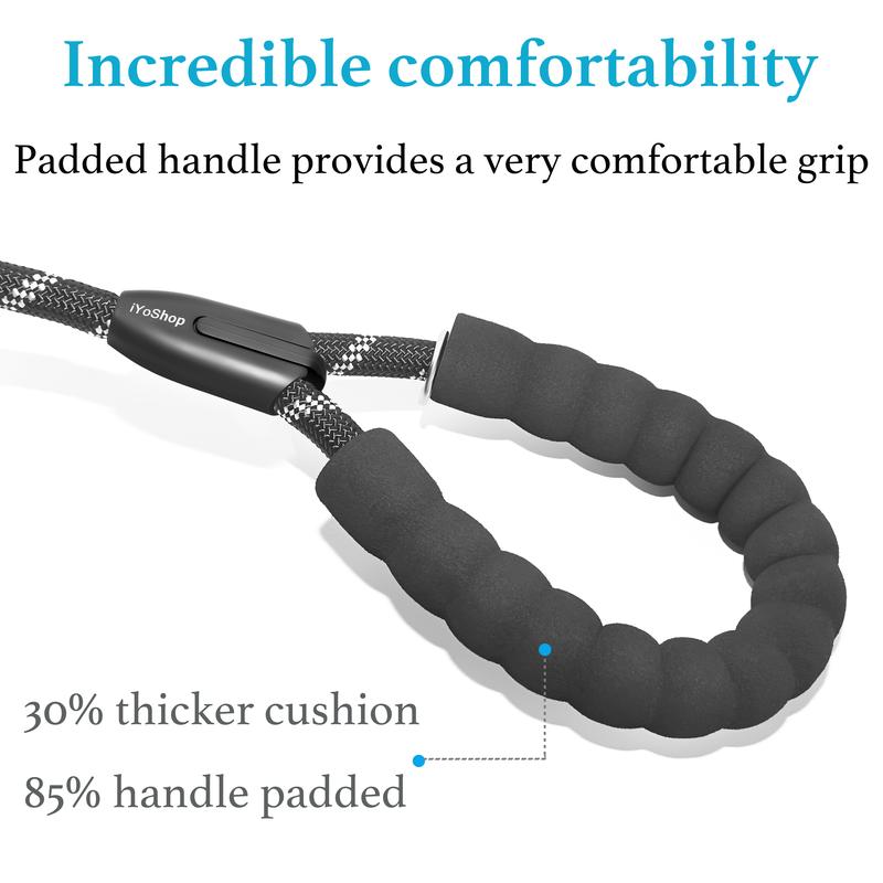 Heavy Duty Dog Leash with Shock Absorbing Bungee for Walking 2 Dogs (25-150 lbs)