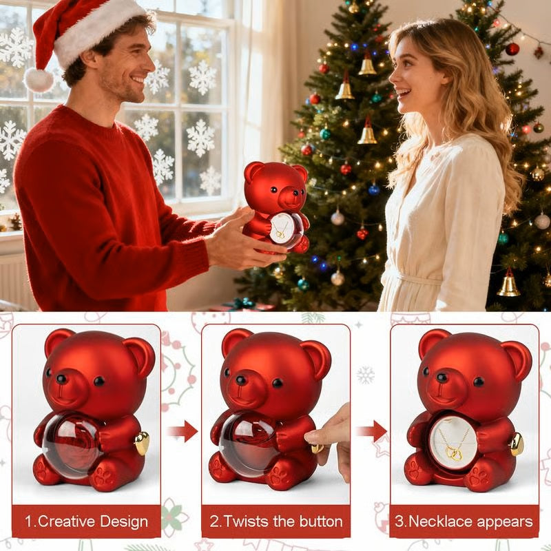 🐻❤️Cute Teddy Bear With Preserved Rose(✨Necklace Included)