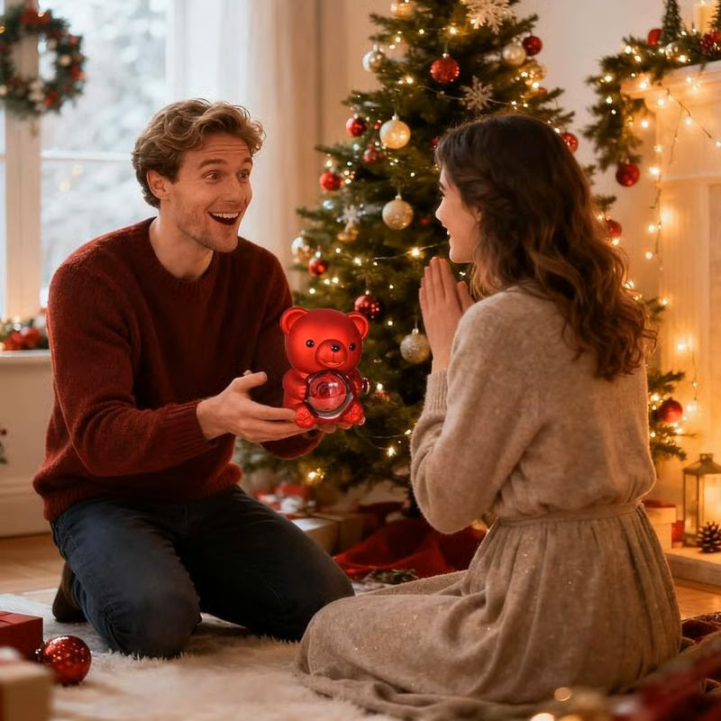 🐻❤️Cute Teddy Bear With Preserved Rose(✨Necklace Included)