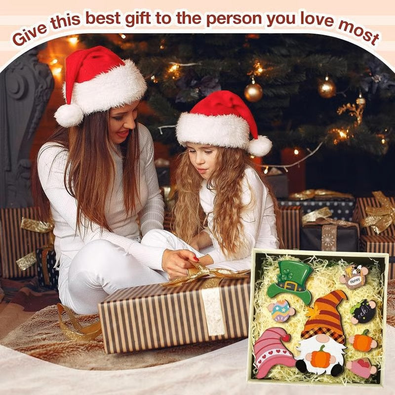 💫Interchangeable Wooden Gnome Decor Holiday Seasonal Gnome Decorations🚪